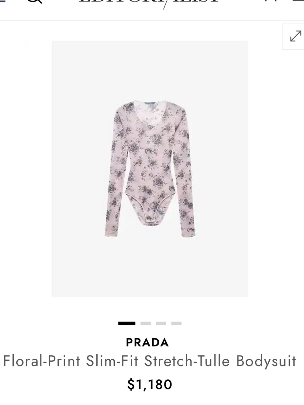 NWT Prada Pink Floral Long-Sleeve Stretch Tulle Bodysuit size 38